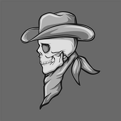 cool skull cowboy vector illustration  vector art  vecteezy