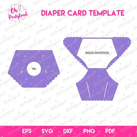 diaper card template diaper svg diaper silhouette diaper etsy