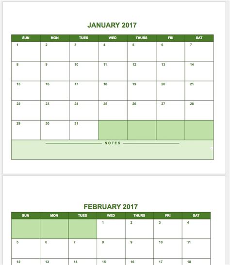 printable calendar  google docs