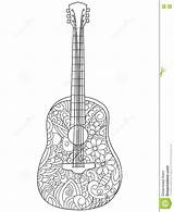 Coloring Guitar Adults Musical Instrument Vector Illustration Book Adult Zentangle sketch template