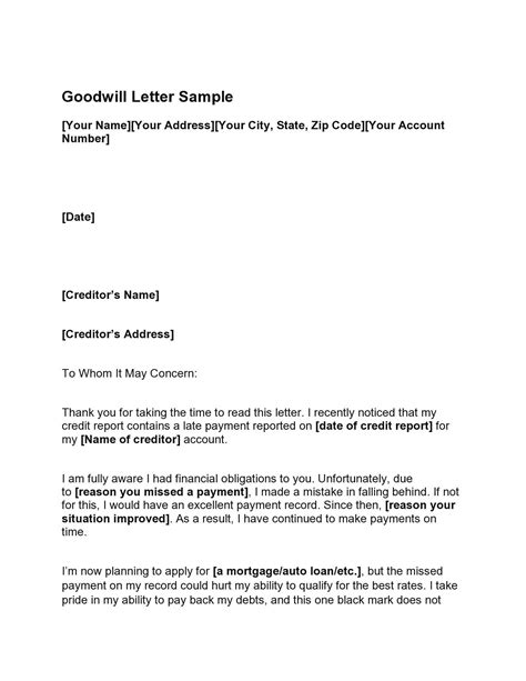 goodwill adjustment letter template niekmohamed