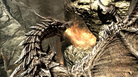 Skyrim Elder Scrolls Dragon Fire Fantasy Wallpaper
