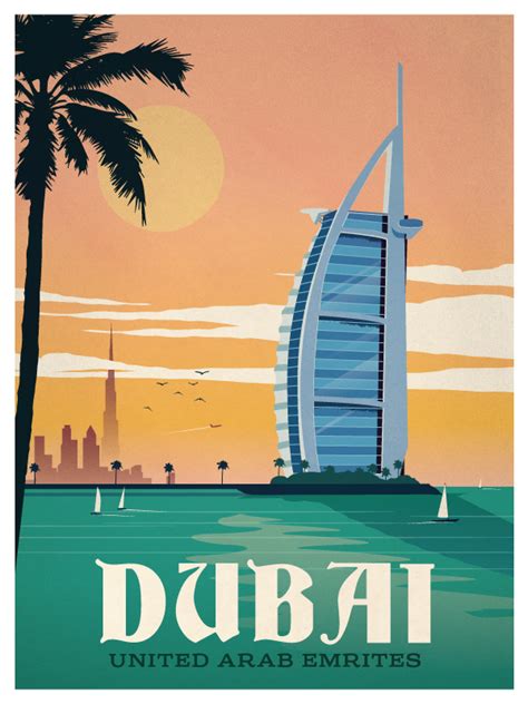 Vintage Dubai Poster With Images Vintage Travel