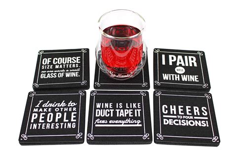 Summit One Funny Wine Quote Felt Coasters Set Of 10 4 X 4 Inch 5mm
