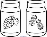 Outline Jars Clipart Coloring Pbj Jelly Pages Butter Peanut Cute Clip sketch template