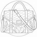 Coloring Bag Magnolias Handbag sketch template