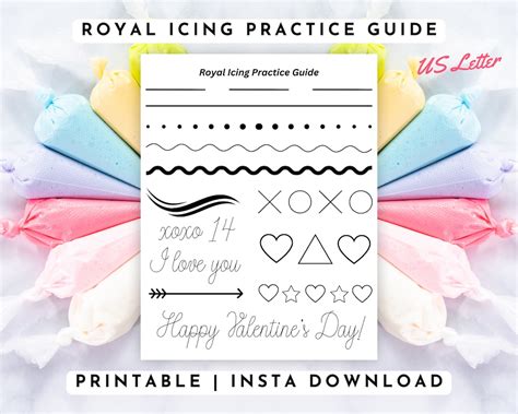 printable royal icing practice guide valentines day royal icing