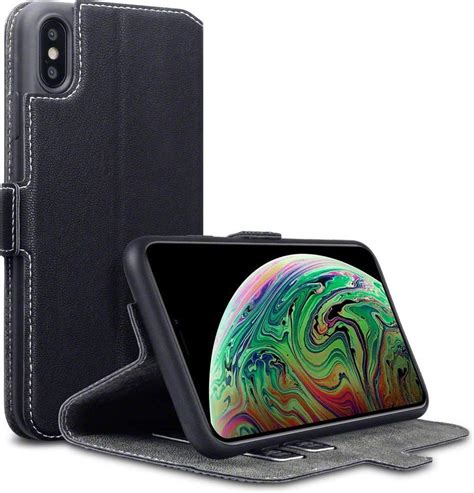 bolcom apple iphone xs max hoesje mobydefend slim fit extra dunne bookcase zwart gsm