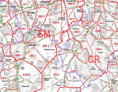 london and the m25 postcode wall map sector map 8