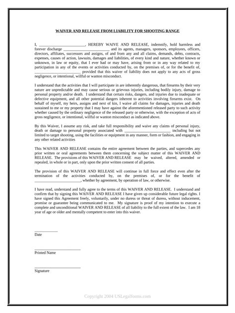 Shooting Range Waiver Template Fill Out And Sign Online Dochub