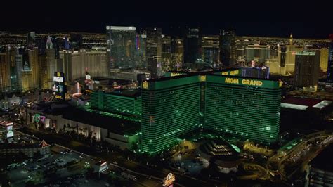 4k stock footage aerial video of flying by mgm grand las