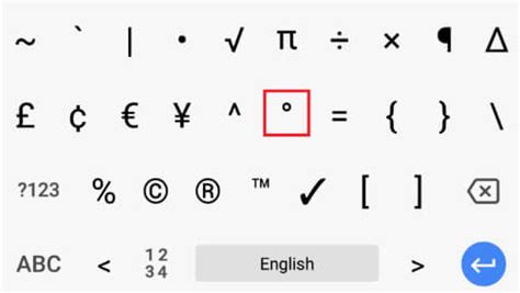 type degree symbol    devices