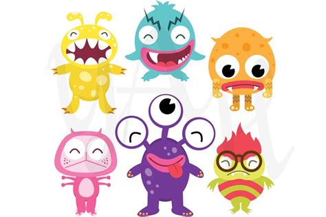 Cute Monsters Mouths Pre Designed Illustrator Graphics ~ Creative Market