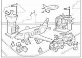 Kleurplaten Vliegveld Politiebureau Luchtvaart Duplo Vliegtuig Luchthaven Miniland Lego Sitik Buntute Oren Rodo sketch template