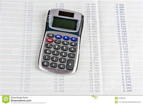 calculator met een duurzame kopie van cijfers  tabelvorm stock afbeelding image  knopen