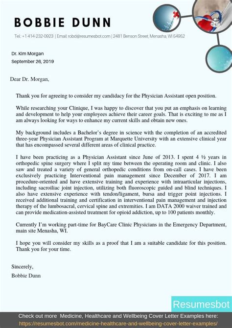 physician assistant cover letter samples templates  rb
