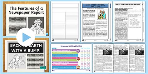 ks features   newspaper activity pack report writing