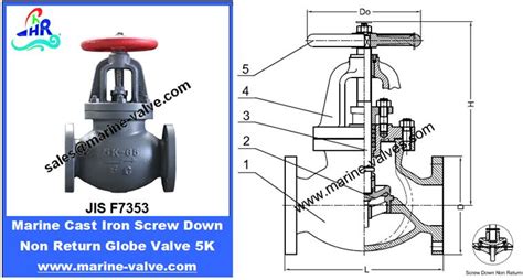 jis f7353 5k cast iron screw down non return globe valve