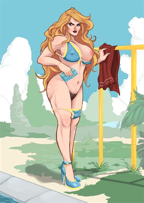 Rule 34 1girls Beach Big Breasts Bikini Blonde Hair