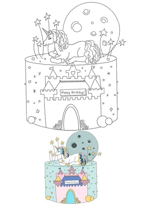 unicorn birthday cake coloring page birthday coloring pages unicorn