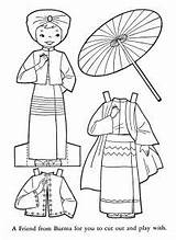 Paper Coloring Doll Qisforquilter Burma Children sketch template