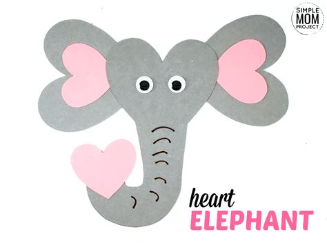 printable heart elephant craft  kids simple mom project