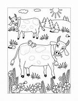 Cows Coloring Pasture Milk Preview sketch template