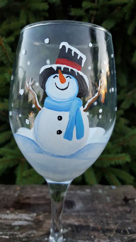 Image Result For Hand Painted Snowman Wine Glasses Snowman Wine Glass