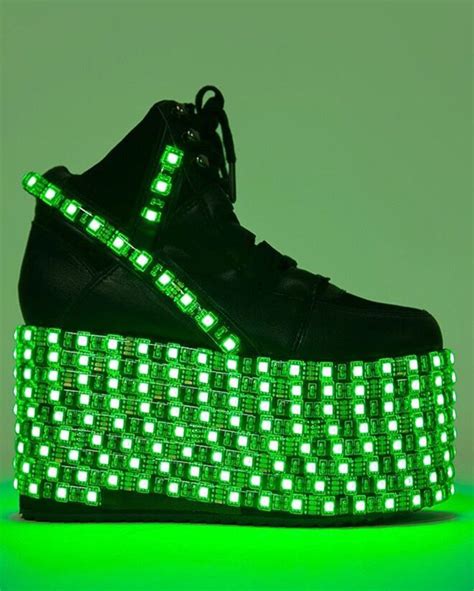 yru  led platform shoes green leds rave shoes sneaker heels shoes