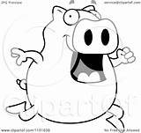 Pig Cartoon Jumping Happy Clipart Outlined Coloring Vector Thoman Cory Royalty sketch template
