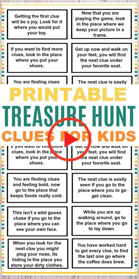 chasse au tresor pour les enfants clues treasure hunt  kids easy