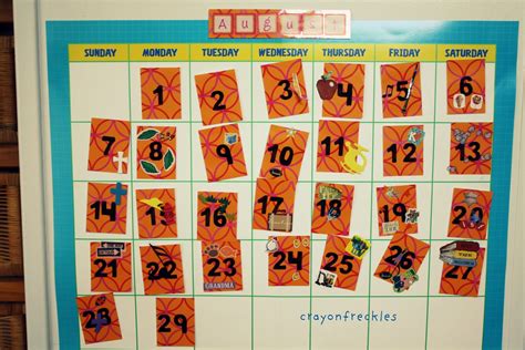 crayon freckles  preschool daily calendar
