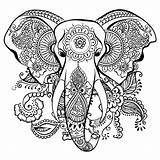 Elephant Coloring Color Elephants Drawing Head Elegant Patterns Pages Beautiful Adult sketch template