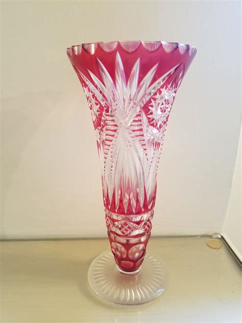 Vintage Ruby Red Bohemian Czech Glass Vase Aunt Gladys Attic