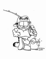 Fishing Garfield Coloring Fish Pole Netart Getdrawings sketch template