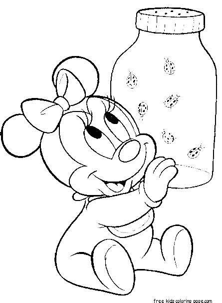 baby minnie mouse colouring pages  print