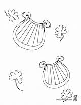 Irish Harp Coloring Pages Color Patrick St Hellokids Symbol Print Online sketch template