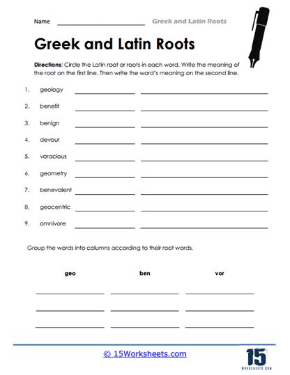greek  latin roots worksheets  worksheetscom