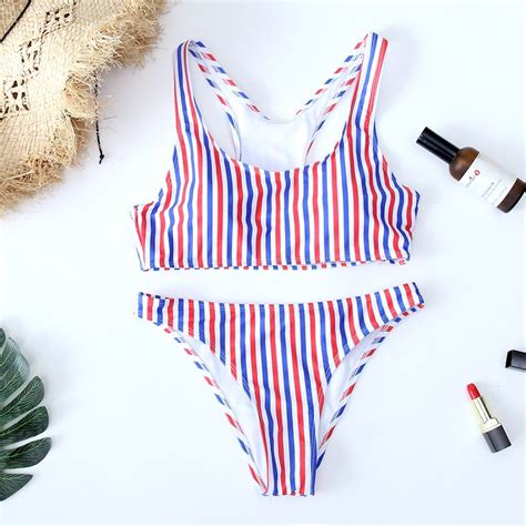 2018 swimwear women bikini woman stripe high waist brazilian mujer