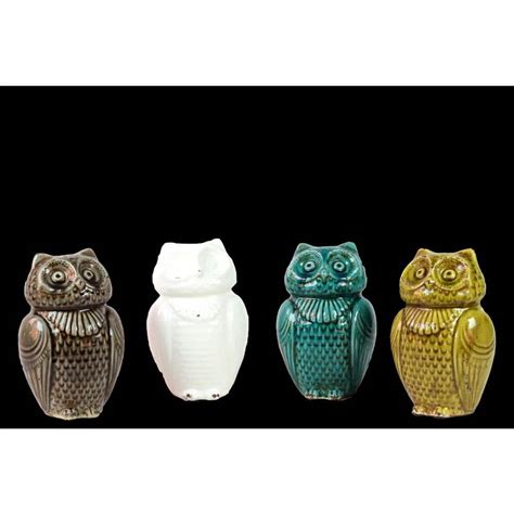 home decorators collection assorted wise owls decorative figurines  multi set