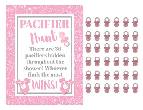 blue pink pacifiers  baby shower pacifier hunt game   players