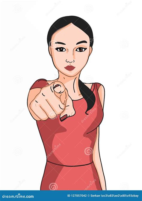 cartoon woman characters pointing   stock illustration