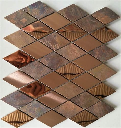 metal tile rhombus backsplashes copper mosaic tiles buy metal tile