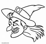 Witch Coloring Face Halloween Pages Hat Easy Kids Cartoon Drawing Printable Witches Color Print Getcolorings Getdrawings Cool2bkids Colorings sketch template