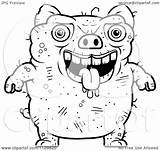 Pig Outlined Ugly Clipart Cartoon Coloring Vector Cory Thoman Royalty sketch template