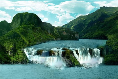 cascadas  vienen de las montanas waterfalls art pics