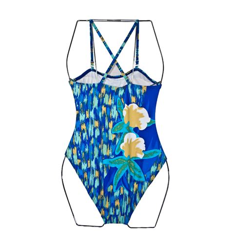 fashion care 2u s127 blue floral one piece swimsuit swimwear xxl