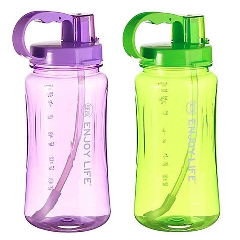 ml large capacity sports plastic straw water bottle whey protein shaker travel  drinking