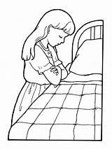 Praying Lds Her Bedside Primary Children Bowing Arms Binged Gospel sketch template