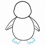 Penguin Draw Drawing Easy Step Feet Body Steps sketch template